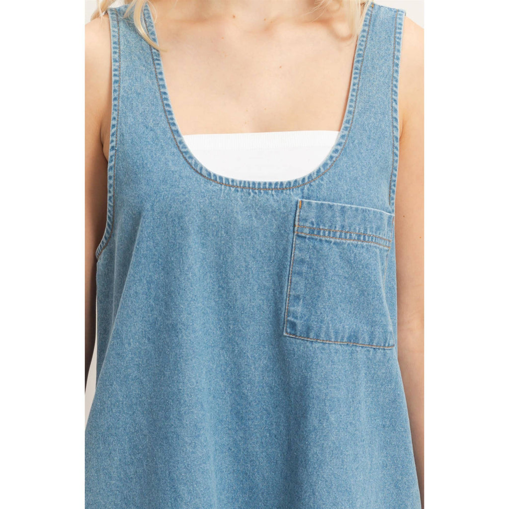 Sleeveless Denim Shift Dress