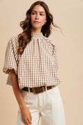 Checkered Bubble Blouse