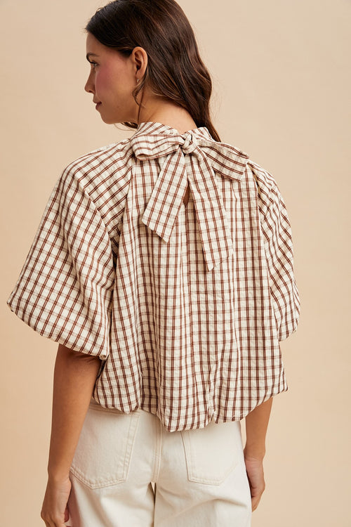 Checkered Bubble Blouse