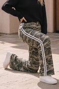 Camo Wide Leg Pants with Double Side Stripe