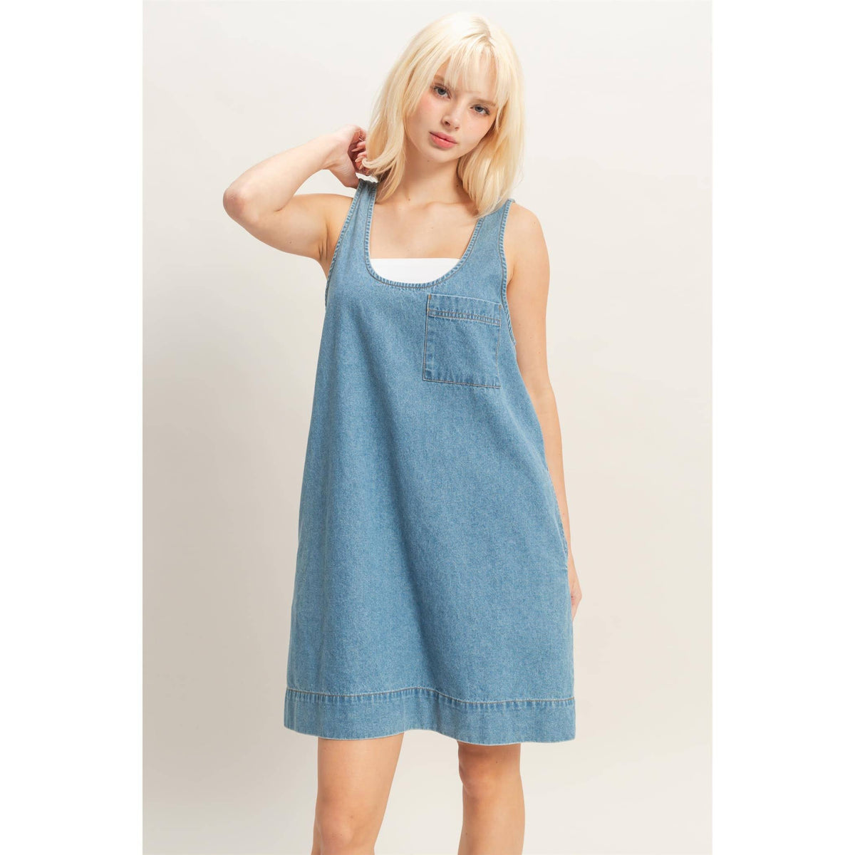 Sleeveless Denim Shift Dress